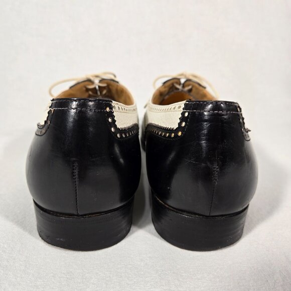 Vintage SPECTATOR COLE HAAN Black&White Wingtip Oxford Dress Shoes Size 9D ITALY - Picture 6 of 17